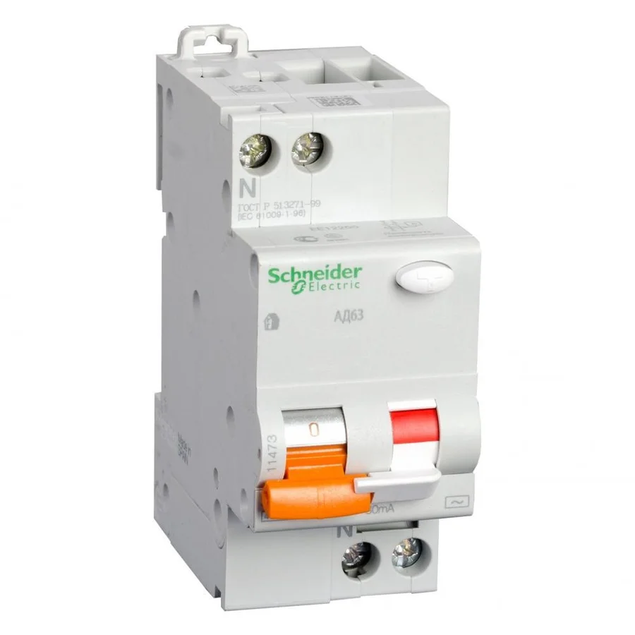Дифференциальный автоматический выключатель Schneider Electric АД63 2п 16A C 30мА 11473